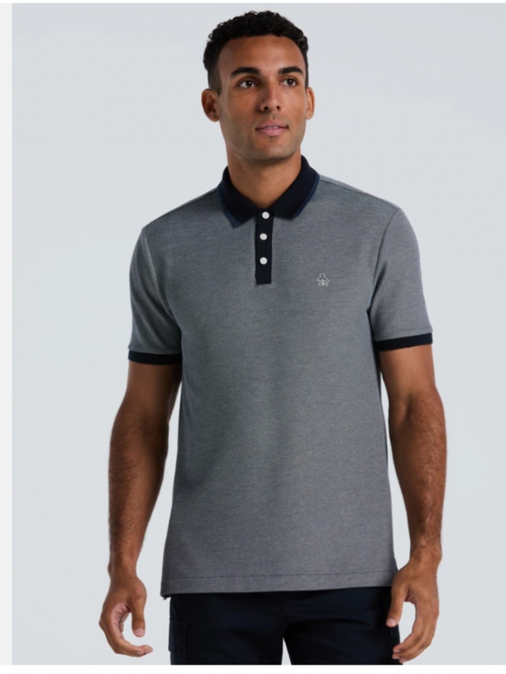Original Penguin Tricolour Pique Polo Shirt In Dark Sapphire Size L NWOT